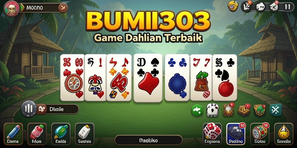 Screenshot utama BUMI303 menunjukkan suasana seru saat bermain domino.