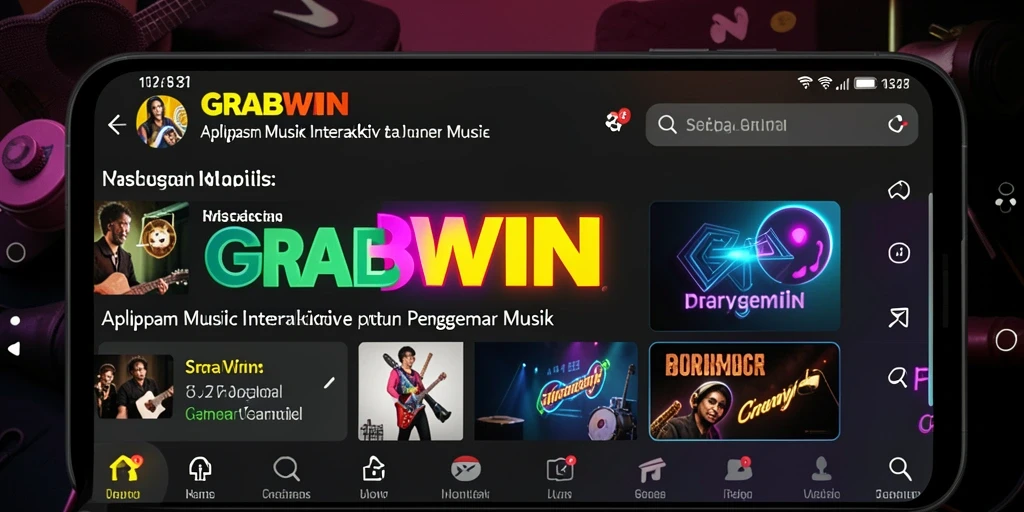 Tampilan gameplay interaktif dari aplikasi musik GRABWIN.