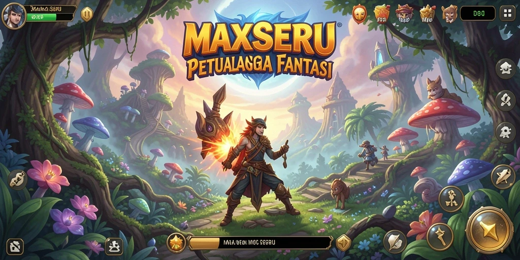 Tangkapan layar gameplay MAXSERU yang menampilkan aksi petualangan yang mendebarkan.