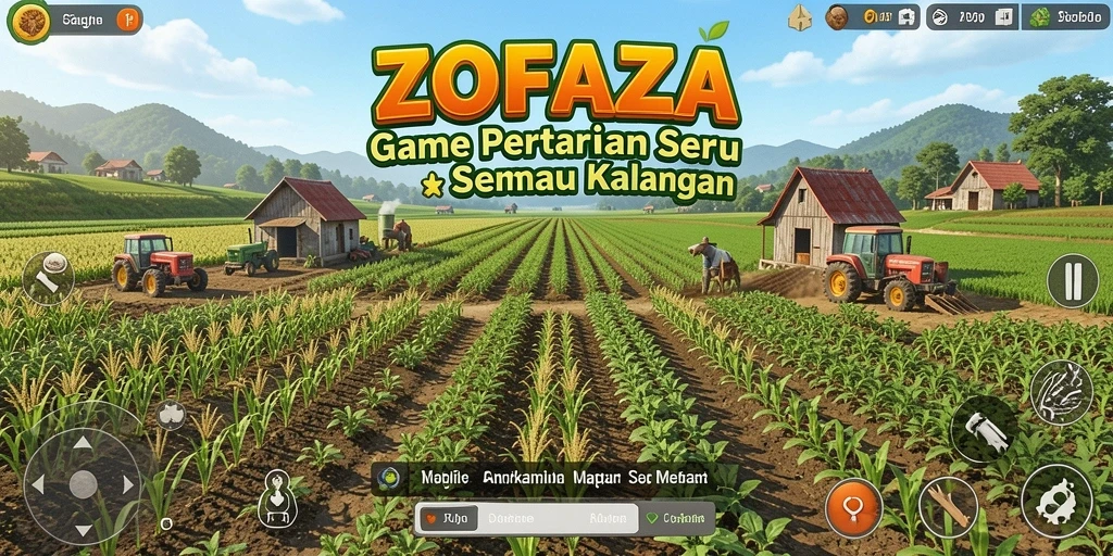 Screenshot gameplay ZOFAZA menampilkan aktivitas bertani yang seru.